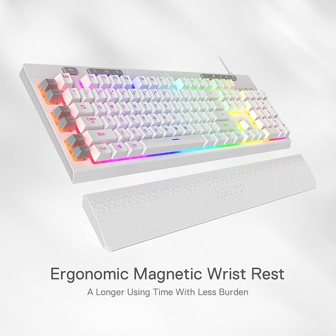 Redragon K512 RGB Membrane Gaming Keyboard, 6 Macro Keys & Easy Media Wheel | Dedicated Scroll Controls, No Software Needed 6 On-the-Fly Combos for Extensive Games, 13 Backlight Modes, Wrist Support