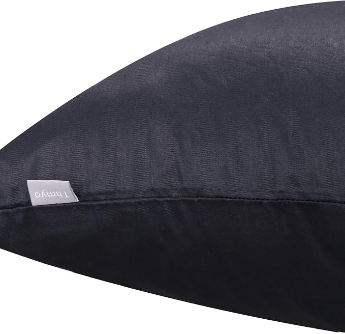 Thmyo 4-Pack 100% Cotton Comfortable Solid Decorative Throw Pillow Case Square Cushion Cover Pillowcase Sublimation Blank Pillow Covers DIY Throw Pillowcase for Sofa(18x18inch/45x45cm,Black)