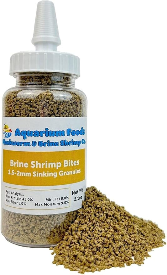 Aquatic Foods Inc. Brine Shrimp Sinking Bites for Guppies, Cichlids, Discus, Corys, Tetras, Bettas All Tropical Fish…2.1oz Squeeze Bottle