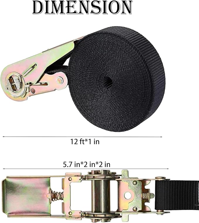 MOOCY Small Ratchet Strap,Heavy Duty Endless Ratchet Tie Down Straps,NO Hook Nylon Black Tie Down Straps,Mini Endless Ratchet Straps for Motorcycles, Kayak