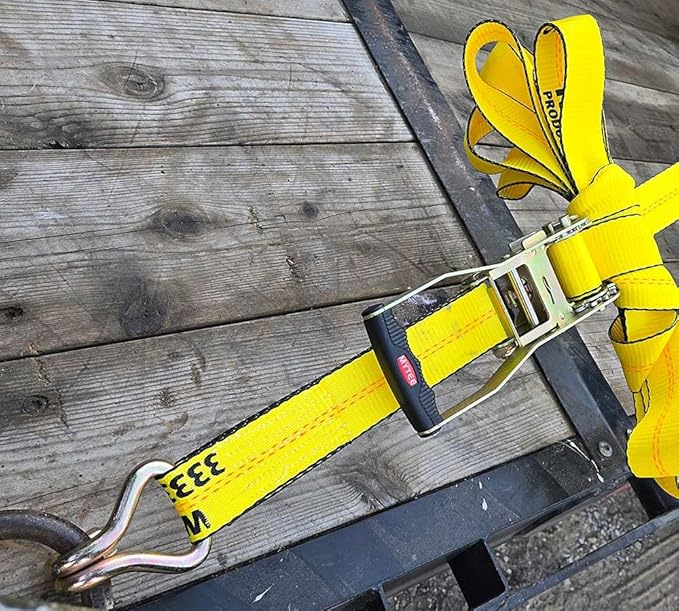 Mytee Products 4 Pack 2" x 27' Ratchet Straps with Wire Hooks 10,000 lbs Breaking Strength - Heavy Duty Cargo Tie Down Straps for Truck, Trailers, Moving Appliances, Motorcycles & Flatbed Loads