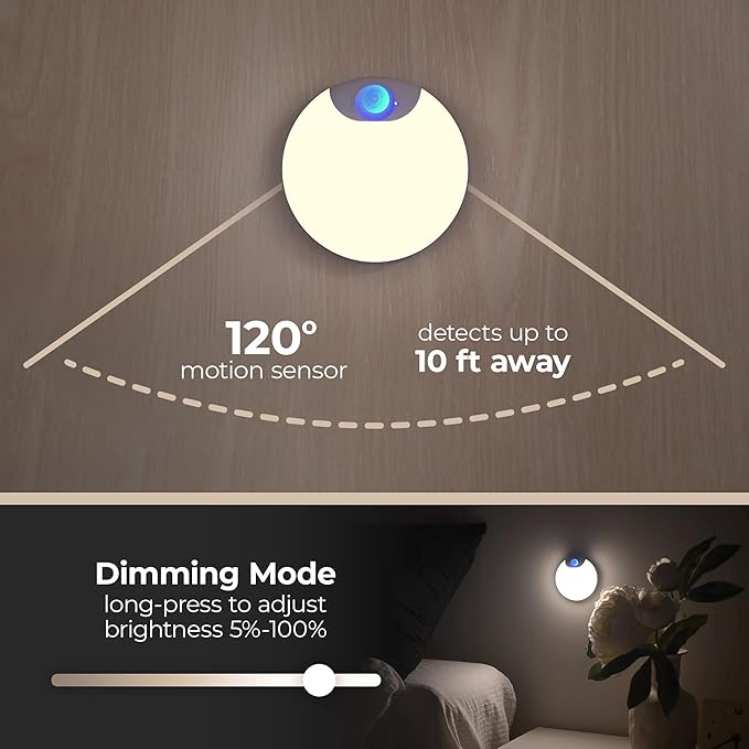 Magnetix 3in Re-Chargeable LED Under Cabinet Motion Sensor Puck Light with Magnetic Mounting Clips, Dimmable and 3000K CCT in White (Pack of 2) for Kitchens, Closets, and Stairs