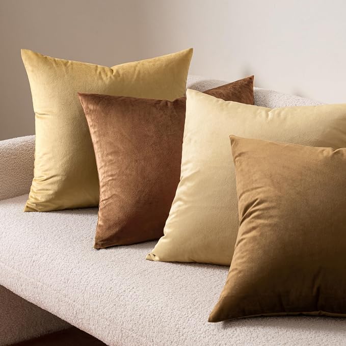 MIULEE Velvet Throw Pillow Covers 18x18 Inch Pack of 2 Chocolate | Soft Solid Decorative Pillow Covers, Modern Luxury Home Decor, for Couch Chair Sofa Bedroom Livingroom
