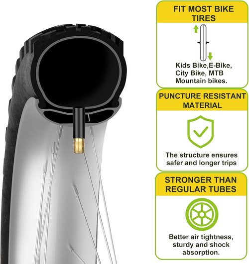 Bike Tubes 4-Pack by [Brand Name] | Durable 12''-29'' Sizes with 32mm Schrader Valve & Tire Levers