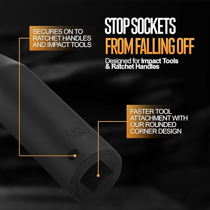 TIGHTSPOT 1/2 Inch Drive 13 mm Deep Impact Socket with Anti-Rounding 6 Point Design, Heat-Treated CRV Steel
