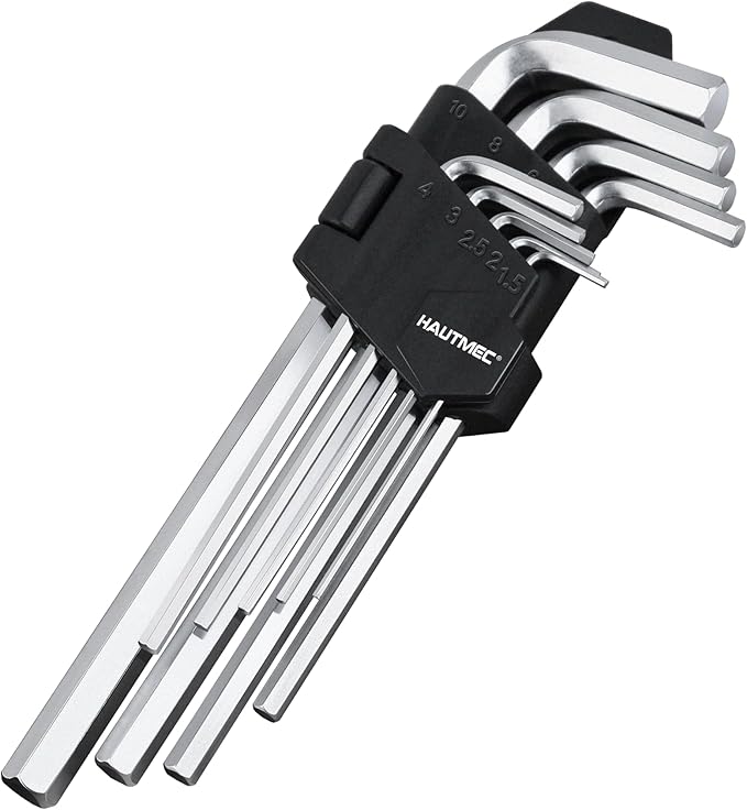 HAUTMEC Metric Allen Wrenches Sets, 9PCS L Shape Hex Key Set, CR-V Steel Allen Key Set, 1.5-10mm, Precise and Chamfered Tips, HT0221-SS