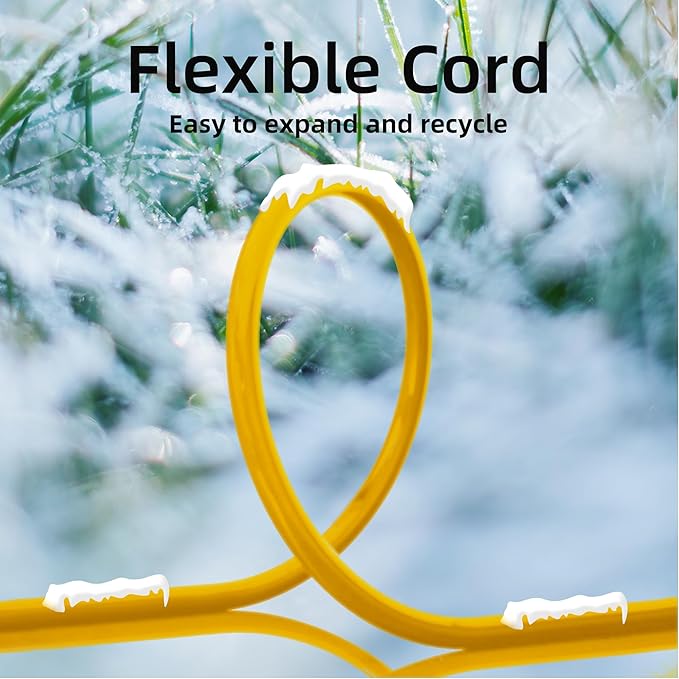 YOJOE 3-Outlets Indoor Outdoor Extension Cord with Lighted End, 3 Prong 15A Weatherproof Power Cord, 12 Gauge Heavy Duty 10 ft Yellow Extension Cord Multiple Outlets, 12/3 SJTW UL Listed