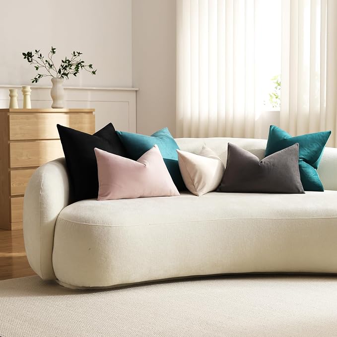 Throw Pillow Covers 16x16 Teal: Pack of 2 Cozy Soft Velvet Square Modern Luxury Decorative Throw Pillow Cases for Sofa Couch Living Room Bed Home Decor