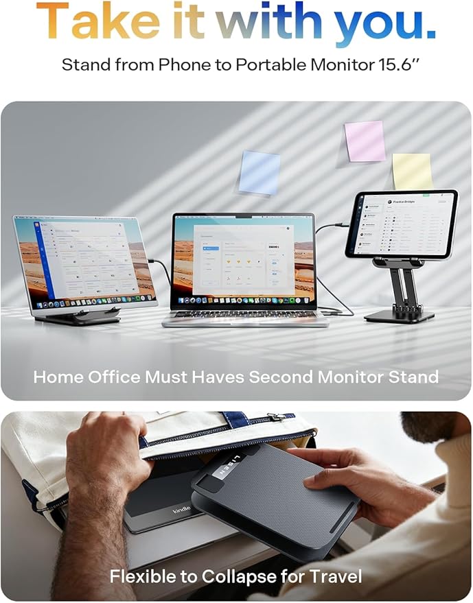 LISEN Tablet Stand, iPad Stand Tablet Holder for Desk, Kindle Accessories Home Office Portable Monitor Stand for Apple iPad mini Air Switch, Adjustable Height Angle, Foldable Design for Gifts