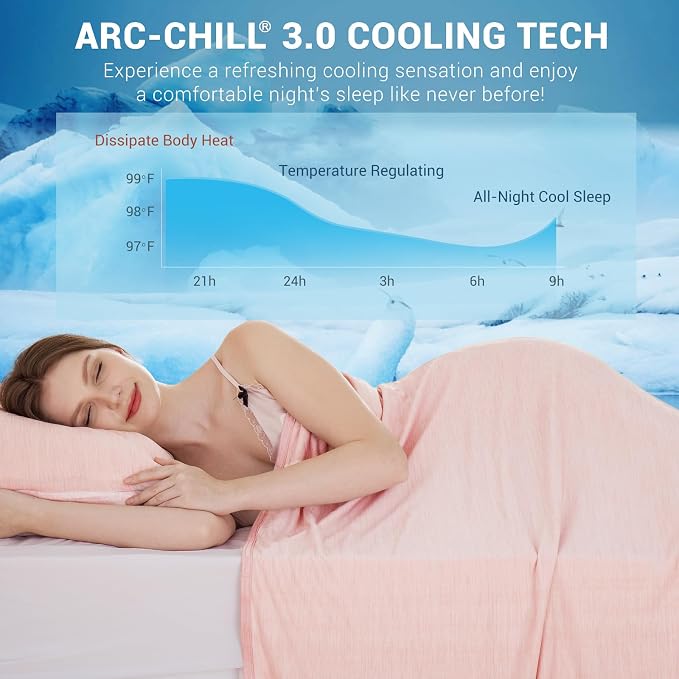 Elegear Arc-Chill 3.0 Cooling Blanket for Hot Sleepers, Twin Size, Pink | Q-Max>0.5 Cooling Fabric, Absorbs Heat to Keep Body Cool, Breathable Summer Blankets for Night Sweats & Menopause, 59"x79"