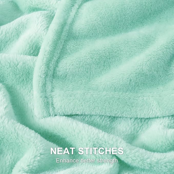 Hansleep Twin Mint Green Fleece Blanket, Soft Flannel Bed Blanket | Fuzzy Cozy Blanket 60x80 Inches, Multi-use for Bed, Sofa, Couch, Travel, Camping, All Season Warm Lightweight Cover