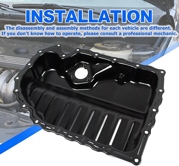 264-713 Lower Engine Oil Pan Sump & Drain Plug Compatible with Audi A3 Q3 TT Volkswagen Beetle CC Golf Passat 2005-2018 Replaces 06J103600J