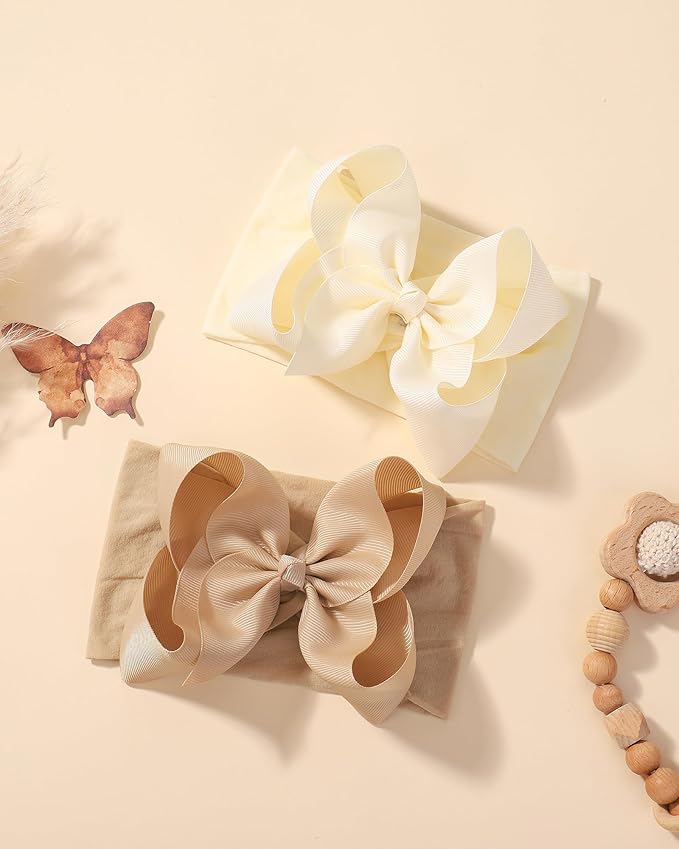 doboi 12pcs Big Baby Bows Baby Girl Headbands Ribbon Bow Hair Accessories Nylon Headband Bows for Baby Girls Infant Newborn Toddler