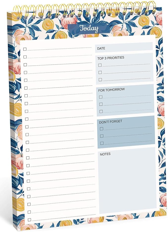 Taja To Do List Notepad, Undated Daily Planner for Work and Goal Setting | Citrus Grove, 52 Sheets, 9.8" x 6.5" , for Office, Home and school, Daily Task Planning, Notes and Everyday Organization