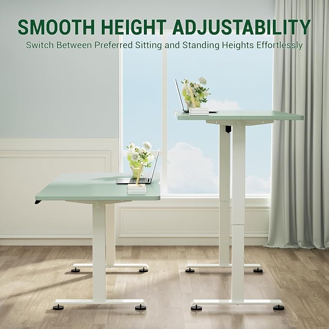 Veken Standing Desk, Green, 55×23.6 Inch | Height Adjustable Sit Stand Up Computer Tables for Home Office, Study , Writing, Suit students, employees and group work