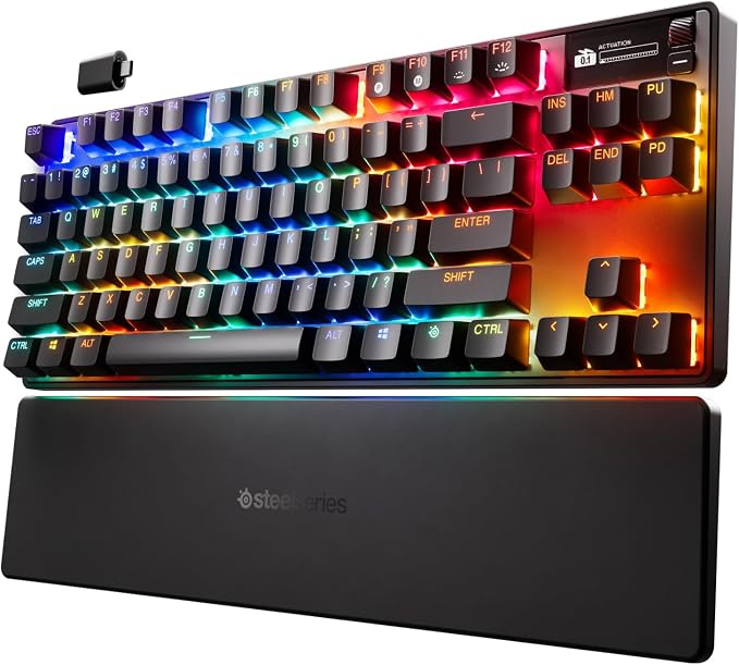 SteelSeries Apex Pro TKL Gen 3 Gaming Keyboard - OmniPoint 3.0 Analog Magnetic Switches, Quickset Auto-Presets (Rapid Trigger, Rapid Tap/SOCD, Protection Mode), OLED, RGB, PBT Keycaps, 2.4G+BT, Black