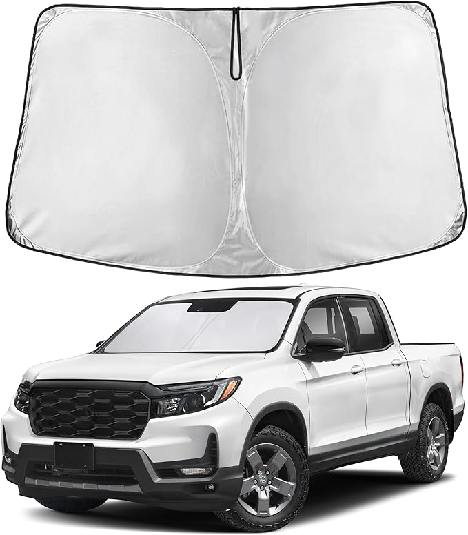 EcoNour Windshield Sun Shade Compatible for Honda Ridgeline 2017���2026 | Custom Fit Pickup Truck Front Window Sunshade | Foldable Heat & UV Reflective Sun Visor