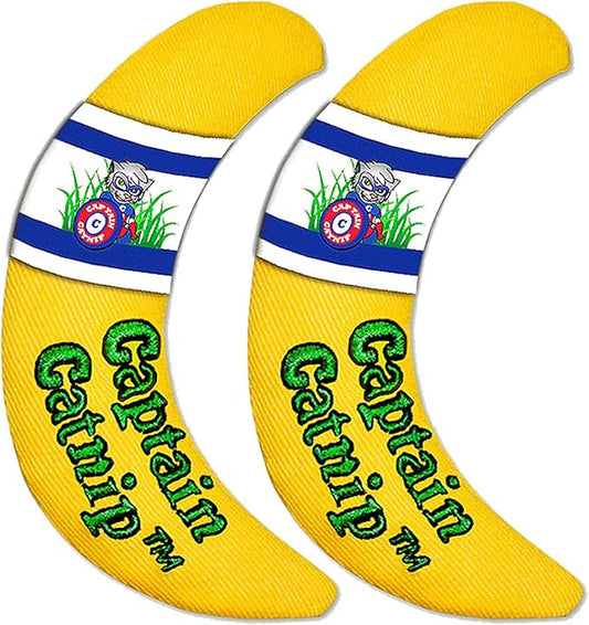 Captain Catnip Cat Banana Toy, Kitten Interactive Toy, Fun Playing Cat Toy, Filled with Organic Catnip for Indoor Cats (2)