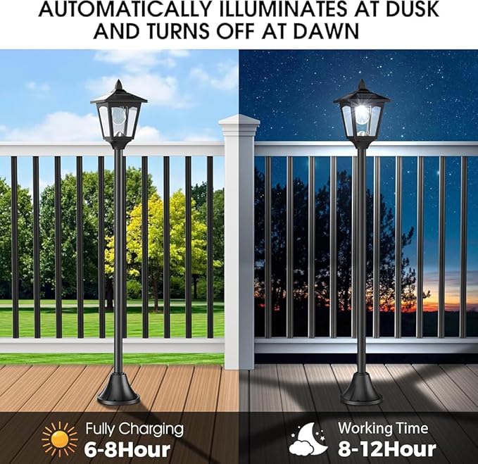 Solar Lamp Post Lights Outdoor 2-Pack, 40'' Waterproof Solar Post Lights with Dusk to Dawn Sensor, Vintage Solar LED Pole Lights for Garden Yard Pathway Driveway Patio