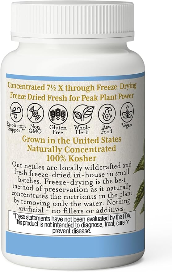Eclectic Herb Raw Freeze-Dried Non-GMO Nettle Leaf | Healthy Sinus Support, Histamine Response & Respiratory Wellness | 90 Veg Caps (300 mg) | US Grown, Vegan