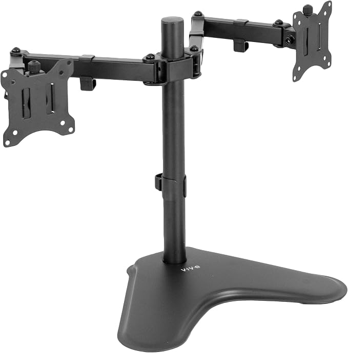 VIVO Dual 13 to 30 inch Monitor Free-Standing Mount, Fully Adjustable Desk Stand, Holds 2 Flat or Curved Display Screens, STAND-V102F