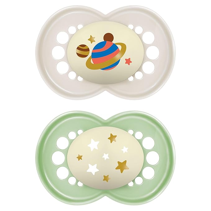 MAM Original Baby Pacifiers 6-16 Months,Binky for Newborn Babies,BPA-Free Skin Soft Silicone Nipple,Glows in The Dark,Developed with Medical Experts,Sterilizer Case,Made in Europe,2 Count (Pack of 12)