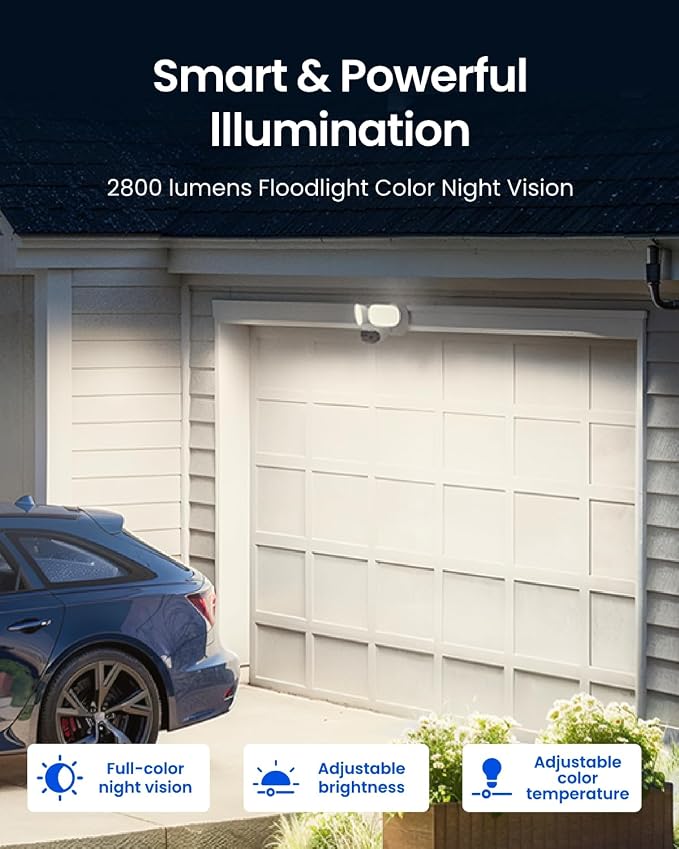 REOLINK PoE Security Camera Elite Pro Floodlight PoE, 16MP Dual Lens, 180�� | 2800 Lumens Lighting, Infrared Night Vision, Local AI Video Search, Smart Detection, 24/7 Recording with Motion Track