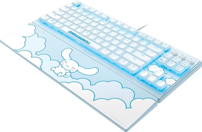 Razer Ornata V3 TKL Gaming Keyboard, Low-Profile Keys, Cinnamoroll Edition | Mecha-Membrane Switches, UV-Coated Keycaps, Backlit Media Keys, 8-Zone RGB Lighting, Magnetic Wrist Wrest