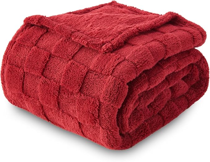 NEWCOSPLAY 3D Checkered Flannel Throw Blanket, Red Checkered, 50"x70" | Super Soft Cute Lightweight Decorative Premium Silky Fleece Blanket for Couch Sofa Bed, Gift for Women Men, All Season Use