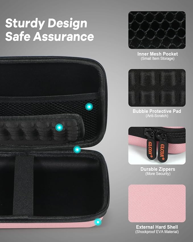 Gentle-Pink Hard Shell Carrying Case for External Hard Drive, Hard Disk, Power Bank, Charger, Cable, Tool, Electronic Accessories - Large Storage Pouch Portable Travel Bag Case for Women Girls Lady
