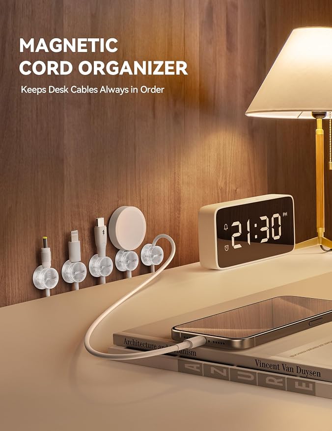 JOYROOM 9 Pack Magnetic Cable Clips, Cord Organizer Adhesive Wire Holder | Home Nightstand Office Desk Accessories, Car Wall Organization, Phone Charger Cord Holder Management, Cable Smooth Adjustable