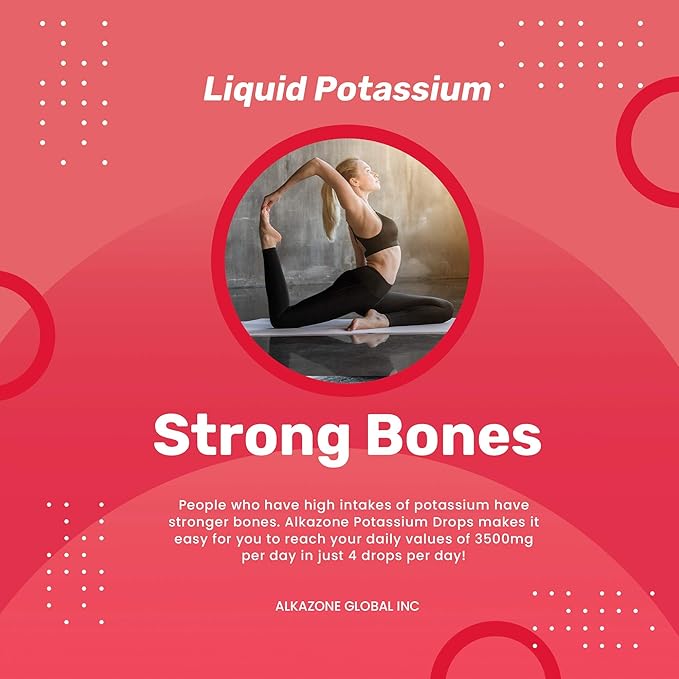ALKAZONE Liquid Potassium+ | Liquid Supplements Have Faster Absorption Rate | Concentrated | Easiest Way to take Potassium | Tasteless Flavorless | 1.25 Oz, Clear, Pack of 1