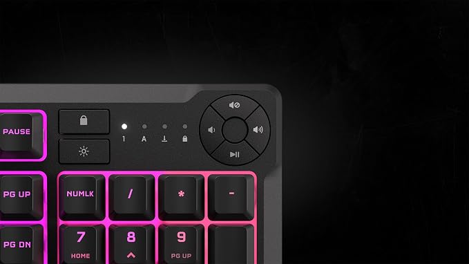 Corsair K55 CORE RGB Membrane Wired Gaming Keyboard – QWERTY US Layout – Quiet, Responsive Switches – Spill Resistance – Ten-Zone RGB – Media Keys – iCUE Compatible – PC, Mac – Black