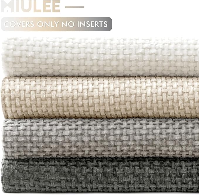 MIULEE Pack of 4 Couch Throw Pillow Covers 18x18 Inch Gray Soft Decorative Chenille Pillow Covers Farmhouse Accent Cushion Covers for Boho Home Decor Sofa Bedroom Living Room