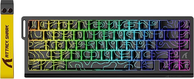 ATTACK SHARK X68HE RT Mechanical Gaming Keyboard 60% Wired TKL-BlackContour | Adjustable Actuation,Hall Effect Magnetic Switch,8KHz Polling Rate,RGB Backlit,Top Mount,Side Printed Keycap for PC Mac Gamer