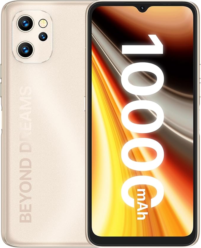 UMIDIGI Power 7 MAX Unlocked Cell Phone,6GB+128GB 10000mAh Battery,6.7" Full Screen + 48MP AI Triple Camera Android Smartphone,NFC,GPS,Face & Fingerprint,BLE 5.0, WiFi 2.4GHz/5GHz,Warranty,Gold