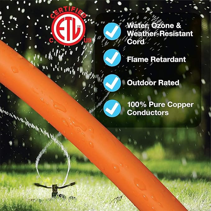 Clear Power 16 Gauge 3Prong Cords (16/2-2-Prong Polarized, Orange, 25 ft)