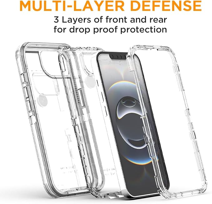 AICase for iphone 17e Case/iphone 16e Case Clear 2026 3 in 1 Heavy Duty Drop Protection Full Body Rugged Shockproof/Dust Proof 3-Layer Military Protective Tough Durable Cover for iphone 17E/16E 6.1"_1