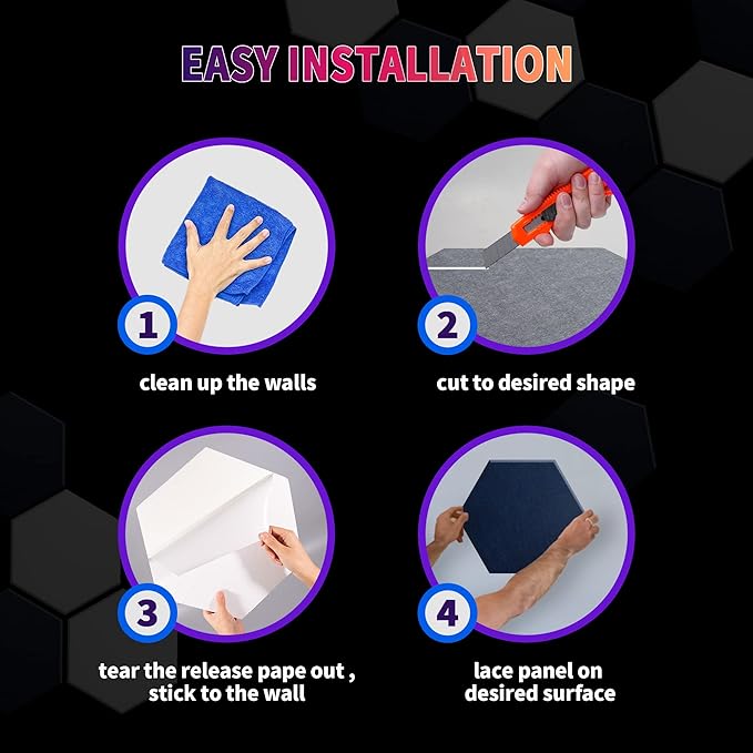 Mollywell Hexagon Acoustic Panels 14x12 - Reduce Echo & Reverb, Noise Blocking Wall Tiles for Studio & Creative Space, Orange Sound Absorbing Panels