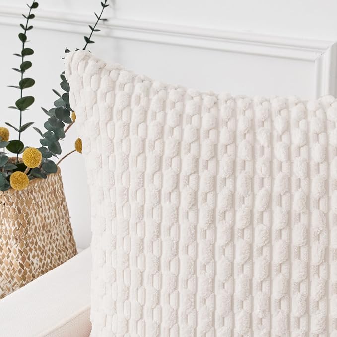 Kevin Textile Soft Corduroy 20"x54" Body Pillow Cover 1 Pack, Pure White | Boho Stripe Plush Corduroy Decorative Oblong Cushion Cover Modern Farmhouse Home Decor for Sofa Couch Bed Chair
