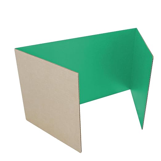 Flipside Products 18”x 48” Green Study Carrel, Privacy Boards, Student Privacy and Focus Booth for The Classroom, Desk Divider Cubby for Tests, Made in USA - 12 Pack