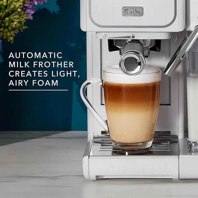 Mr. Coffee One-Touch CoffeeHouse - Espresso, Cappuccino, and Latte Maker, with Easy Serving Espresso (ESE) Pod compatibility - White
