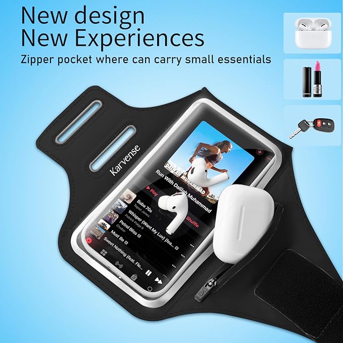 Phone Holder for Running-Karvense Phone Arm Bands w/Earphone Bag for Running&Gym& &Workout&Jogging, Cell Phone Armband for iPhone 17 Pro Max/16 Pro Max/15 Pro Max, Samsung Galaxy S Ultra/Plus- 6.9������