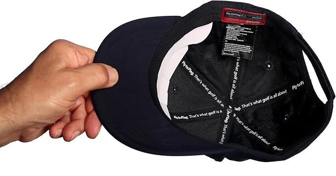 ¡That´s What Golf it´s All About! Premium Navy Blue Golf Cap Vent, 3D Embroidered Logo, one Size fits All, Breathable Fabric, Absorbent Band.