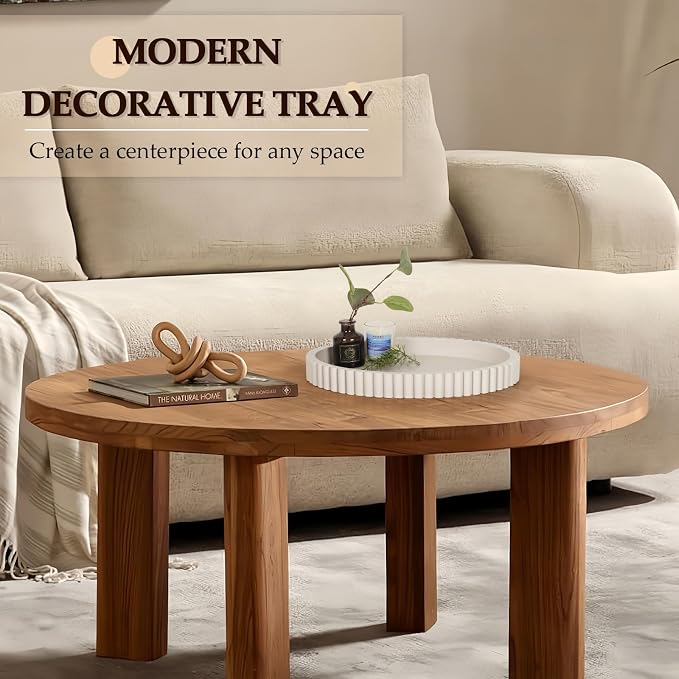 Oval Tray for Coffee Table Decor, 13" Concrete Coffee Table Tray, Table Centerpieces Decorative Trays for Home Decor, Modern Decorative Trays, Centerpiece Trays, Gray