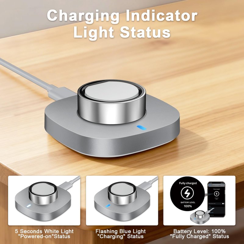 Vigamen Charger Compatible with Ultrahuman Ring-Size 7,Fast Safe Charging Dock with USB-C Cable,Portable Design for Ultrahuman Ring Air,Silver Gray