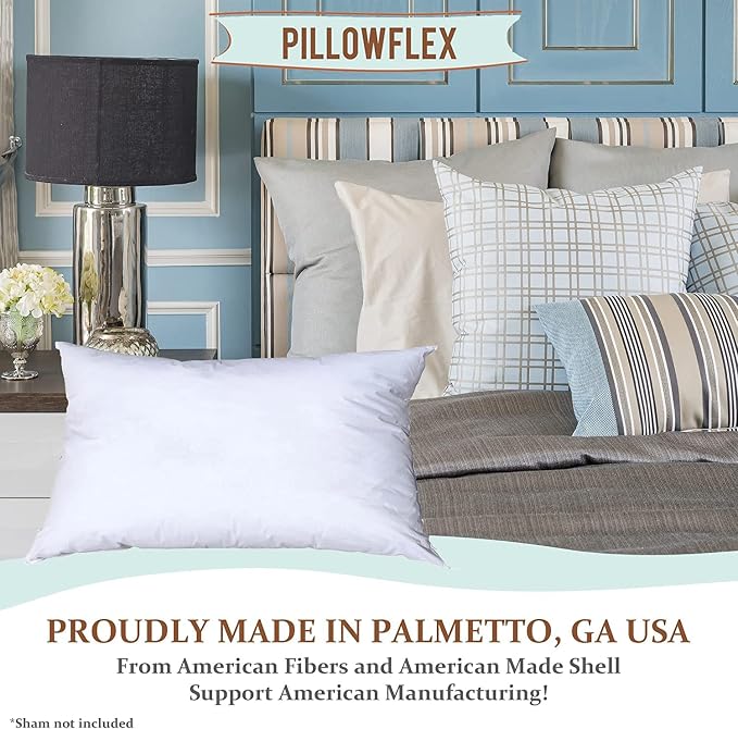 Pillowflex Synthetic Down Pillow Insert 12x24 in - Karate Chop Pillow | Set of 2 - Large Rectangle Sham Forms, Plush Polyester Cotton Blend, Cloud-Like Comfort, Clump-Resistant Fill, Smooth Finish