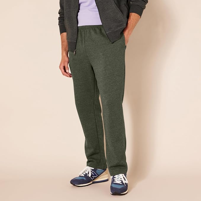 Amazon Essentials Men's Relaxed Straight Leg Fleece Open Bottom Sweatpant (Available in Big & Tall)