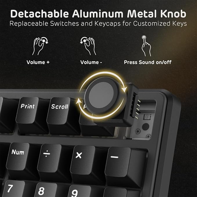 RK ROYAL KLUDGE X104 Wired Full Size Mechanical Gaming Keyboard, Metal Knob | Creamy Keyboard with Number Pad,104 Keys RGB Computer Keyboard Hot Swappable Linear Switch, Online Software for Wins/Mac