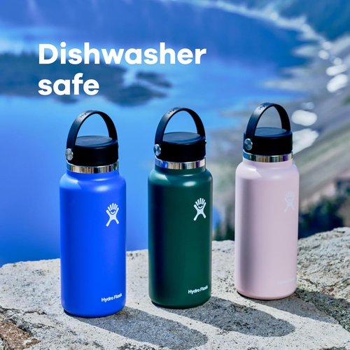 Hydro Flask Water Bottle - Insulated Stainless Steel - 32 Oz Wide Mouth Flex Lid, Leakproof & Refillable